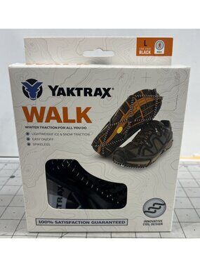 YakTrax Walk Ice Traction Device Lightweight Sz. L Black Innovative Coil Design